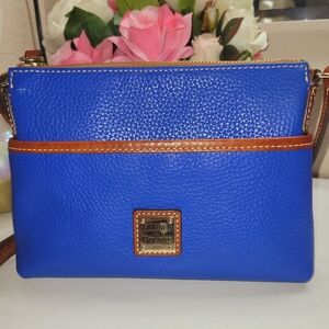 Dooney & Bourke Blue and Brown Crossbody Bag with Pebbled Leather